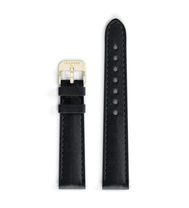 Bracelet 16 mm - Cuir Italien Noir - Boucle Or